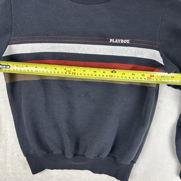 Vintage 70s/80s Playboy Crewneck Sweater Pullover Stripes Men’s Size M Black - Picture 4 of 8
